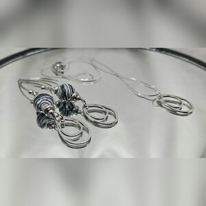 Elegant Silver and Black Necklace Set